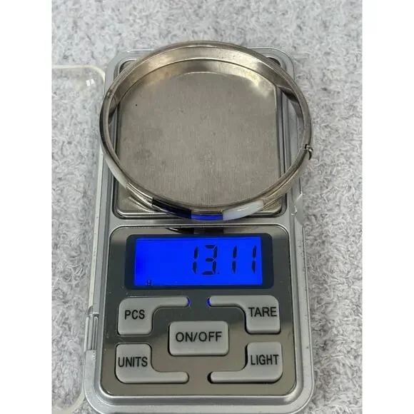 Sterling Silver MOP Onyx Hinged Bangle Bracelet #63715 - Picture 5 of 8